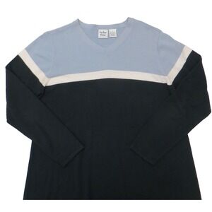 In due Time Maternity Sweater‎ Womens Large V-Neck Blue Colorblock Striped